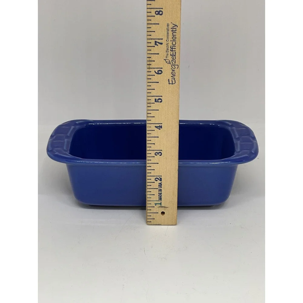 Longaberger Woven Traditions Small Loaf Dish Cornflower Blue Pottery 3162030